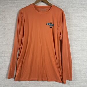 Reel Life Shirt Men XL Long Sleeve Performance Fishing Shirt Orange Graphic